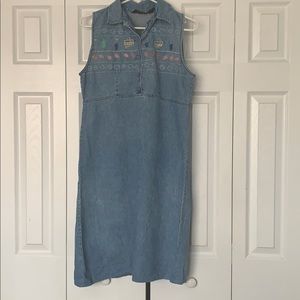 ✔️ Womens Embroidered Denim Dress (Collared) ✔️